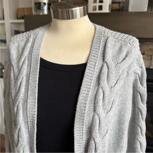 Halogen Gray Cable Knit Cardigan Sweater